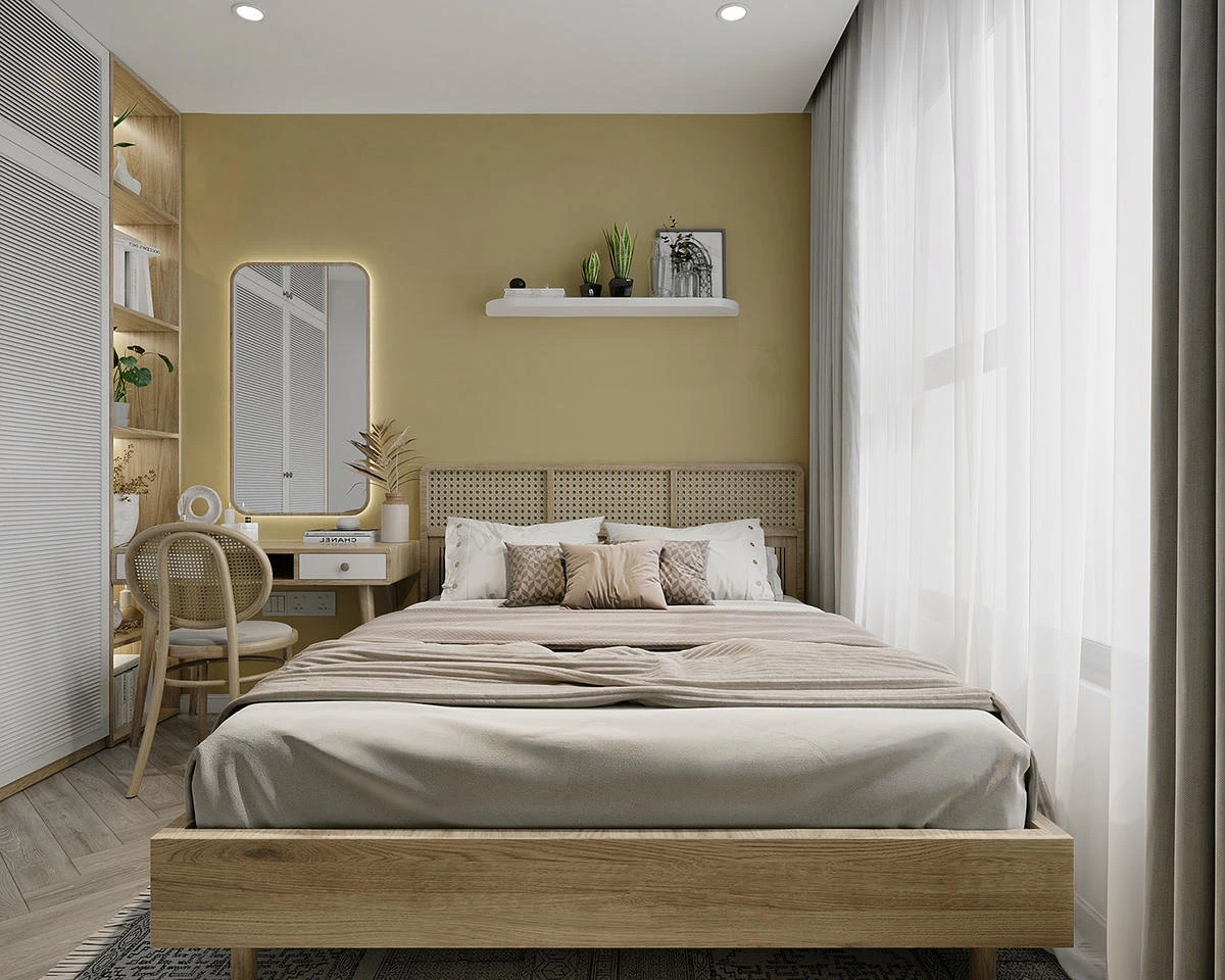 Căn hộ 60m2 với mây tre phối hợp với sơn inchem