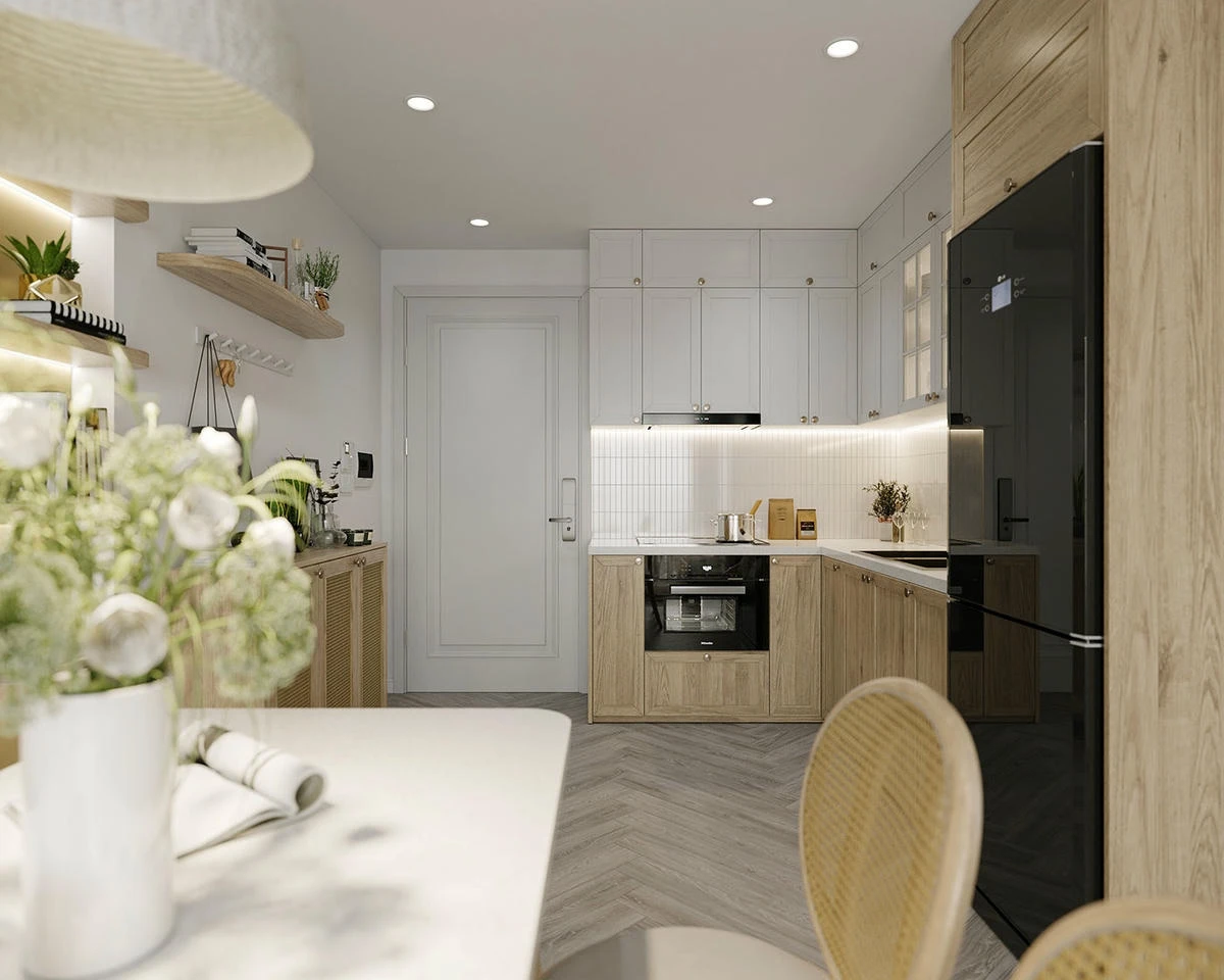 Căn hộ 60m2 với mây tre phối hợp với sơn inchem