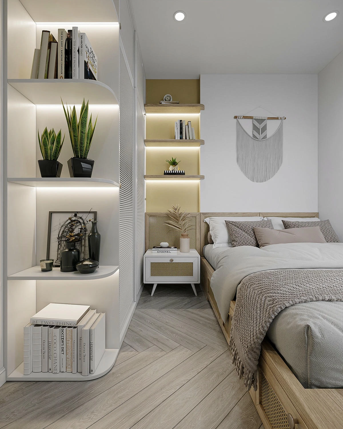 Căn hộ 60m2 với mây tre phối hợp với sơn inchem