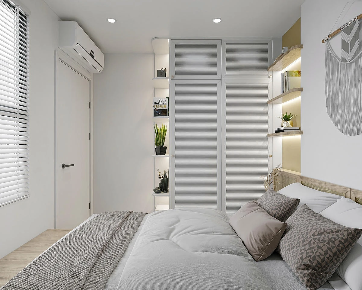 Căn hộ 60m2 với mây tre phối hợp với sơn inchem