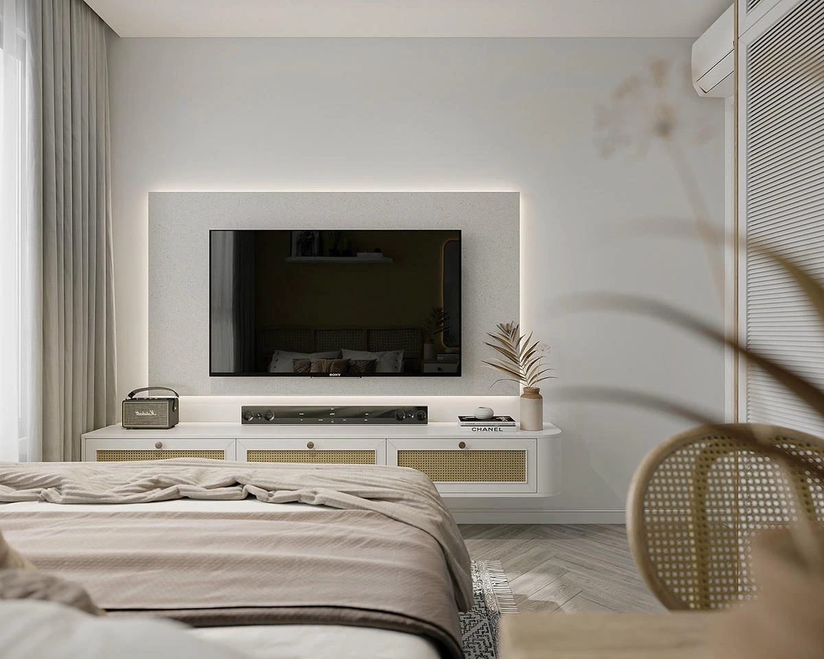 Căn hộ 60m2 với mây tre phối hợp với sơn inchem