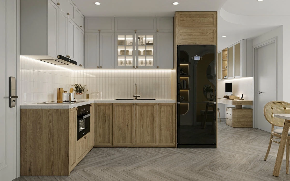 Căn hộ 60m2 với mây tre phối hợp với sơn inchem